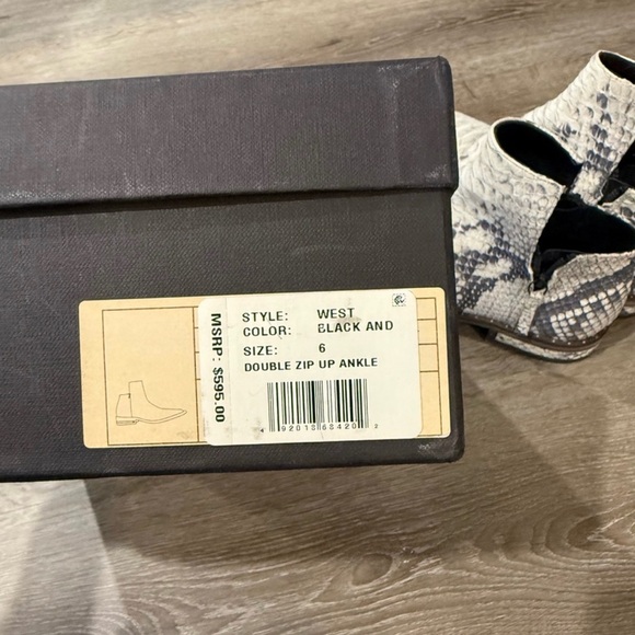 FREDA SALVADOR West Leather Double Zip Ankle‎ Boot in Black White Snake Size 6 - Picture 5 of 7